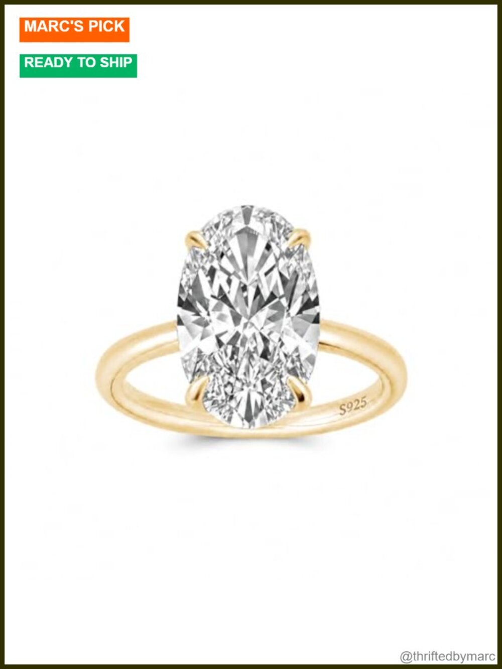 6.5ct Oval Cut Solitaire Promise Ring 925 Silver Engagement